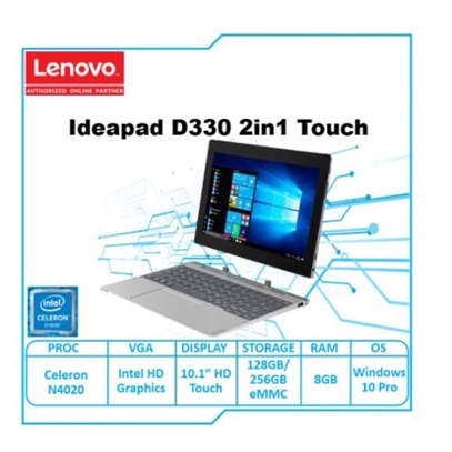 Lenovo D330 Flex 2in1 Touch - N4020 8GB 128GB/256GB eMMC Win10Pro 10.1