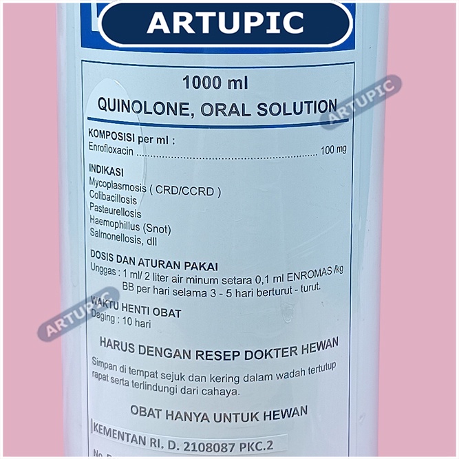 Enromas 1 Liter Obat Ayam Diare CRD Snot Cholera Diare Pilek Mycoplasma