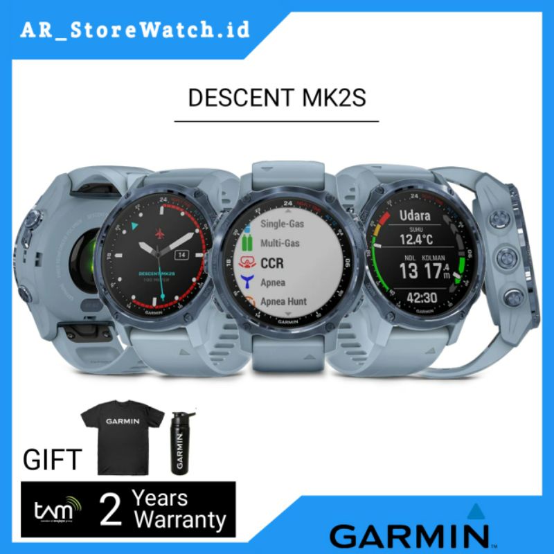GARMIN Descent Mk2s Blue With Sea Jam Tangan Smartwatch Original Produk Tam Garansi Resmi Tam