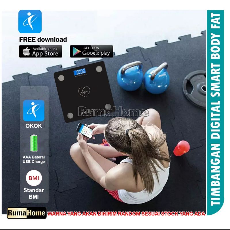 Fleco Timbangan Badan Digital Body Fat Monitor Dengan App Smart Weight Scale