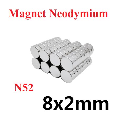 Magnet Neodymium 8x2mm 8x2 mm 8 x 2 bulat koin putih neodimium Kuat N52