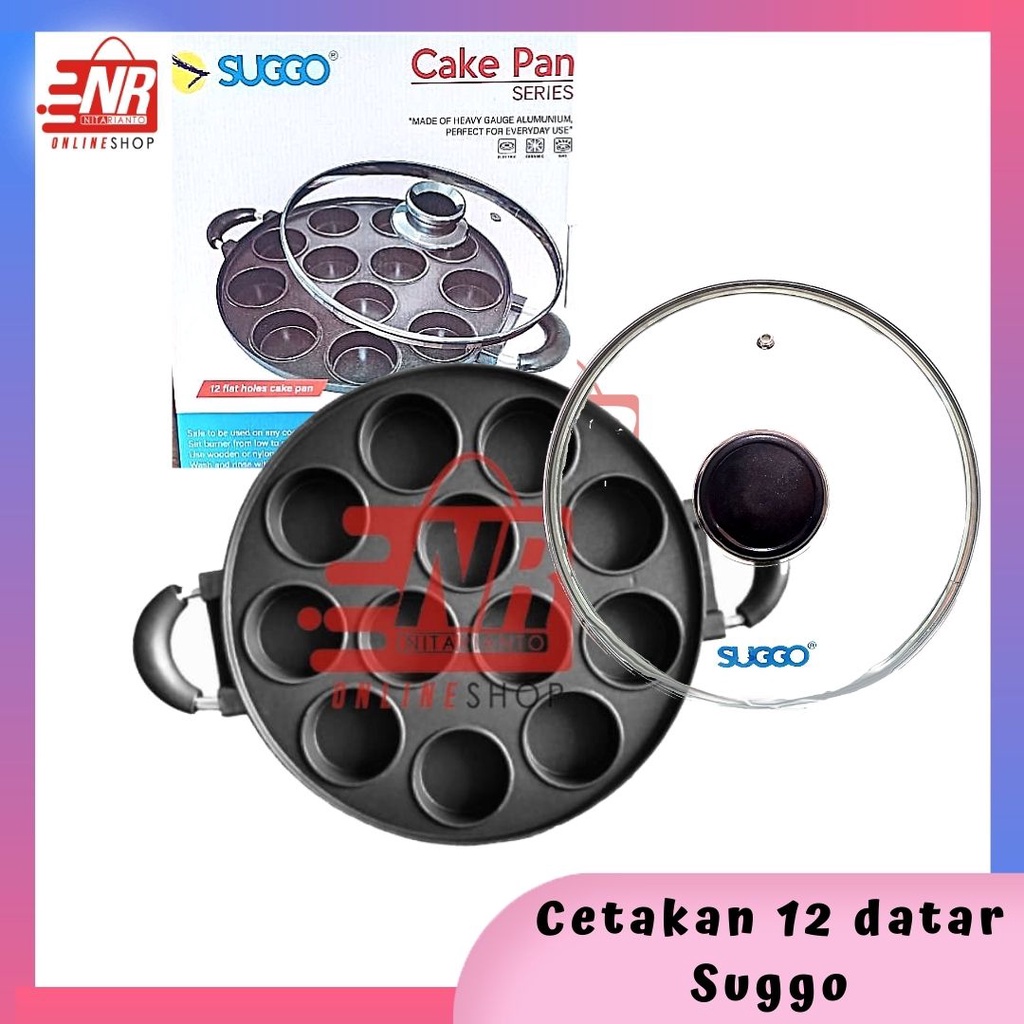 Cetakan 12 Lubang Datar Suggo / Cetakan Suggo / Cetakan Kue / Cetakan Martabak / Cake Pan