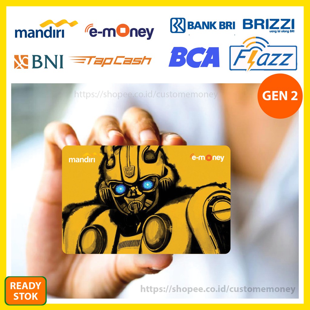 KARTU EMONEY BUMBLEBEE TRANSFORMERS SUPERHERO 53 ETOLL MANDIRI FLAZZ BCA TAPCASH BRIZZI - 1 SISI