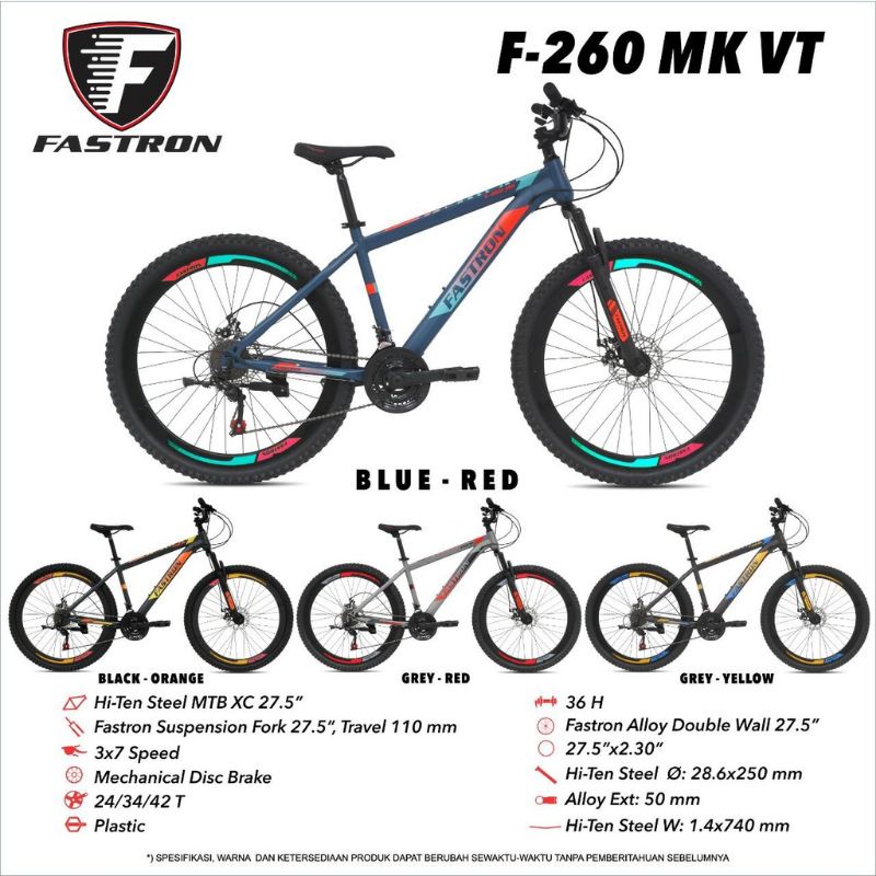 SEPEDA GUNUNG MTB 27,5 INCH FASTRON F 260 MK VT 3X7 SPEED BY PACIFIC HARGA PROMO FLASH SALE CUCI GUD