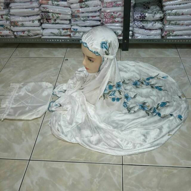 Mukena terusan sutra blitz bordir