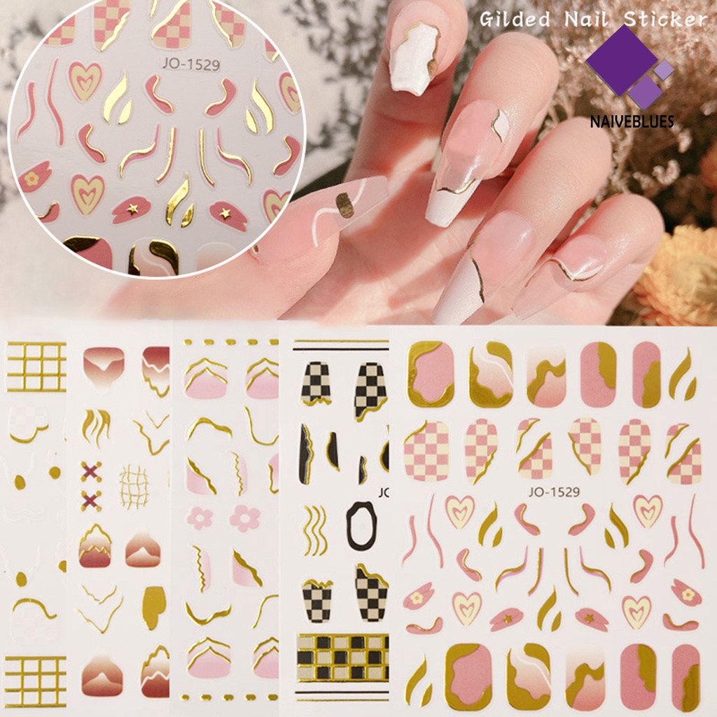 Naiveblue &gt; Stiker Kuku 3D Ultra Tipis Motif Geometri Untuk Dekorasi Nail Art / Manicure