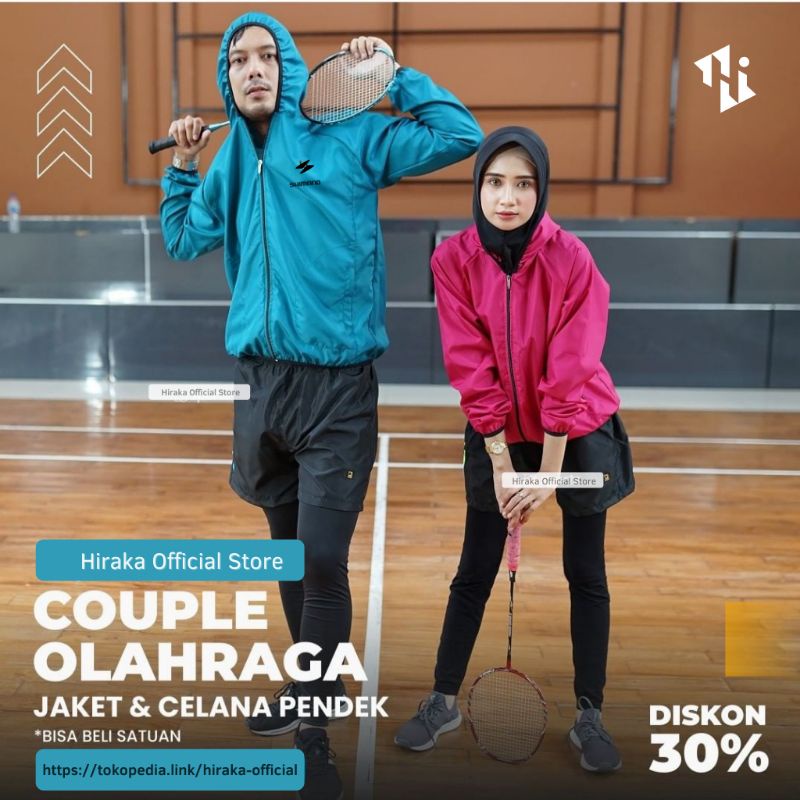 HIRAKA Set Olahraga Wanita / Stelan Jaket Celana Sport / Setelan Pakaian Perempuan Olahraga One Set / Pakaian Olahraga Pria 1 Set-2