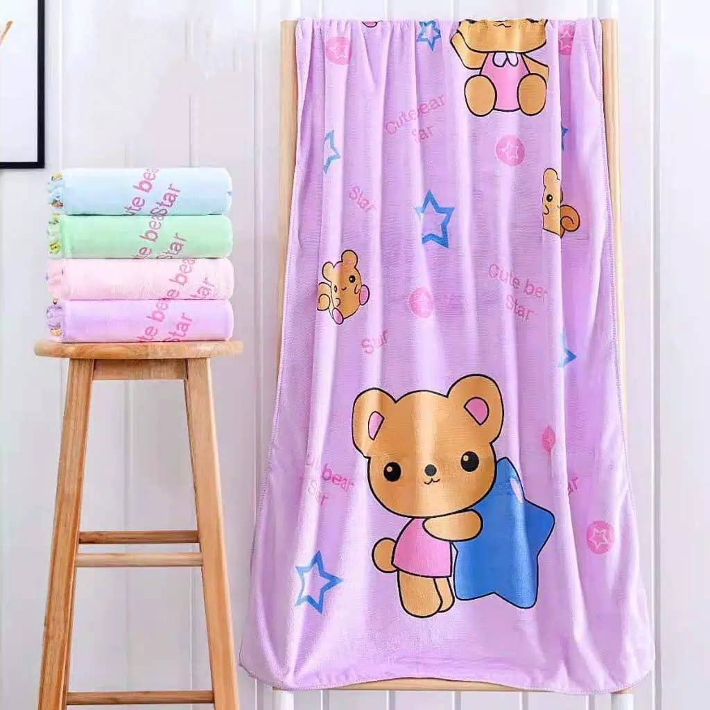 Handuk Bayi Microfiber 60X120cm 70X140cm handuk anak handuk Dewasa Motif BEAR Import Murah