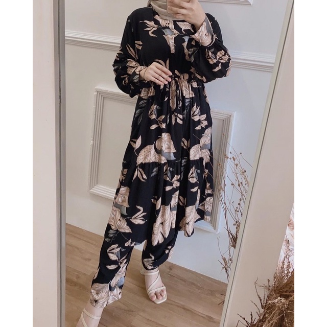 NATURE PEPLUM LONG ONE SET / SETELAN BUSUI RAYON