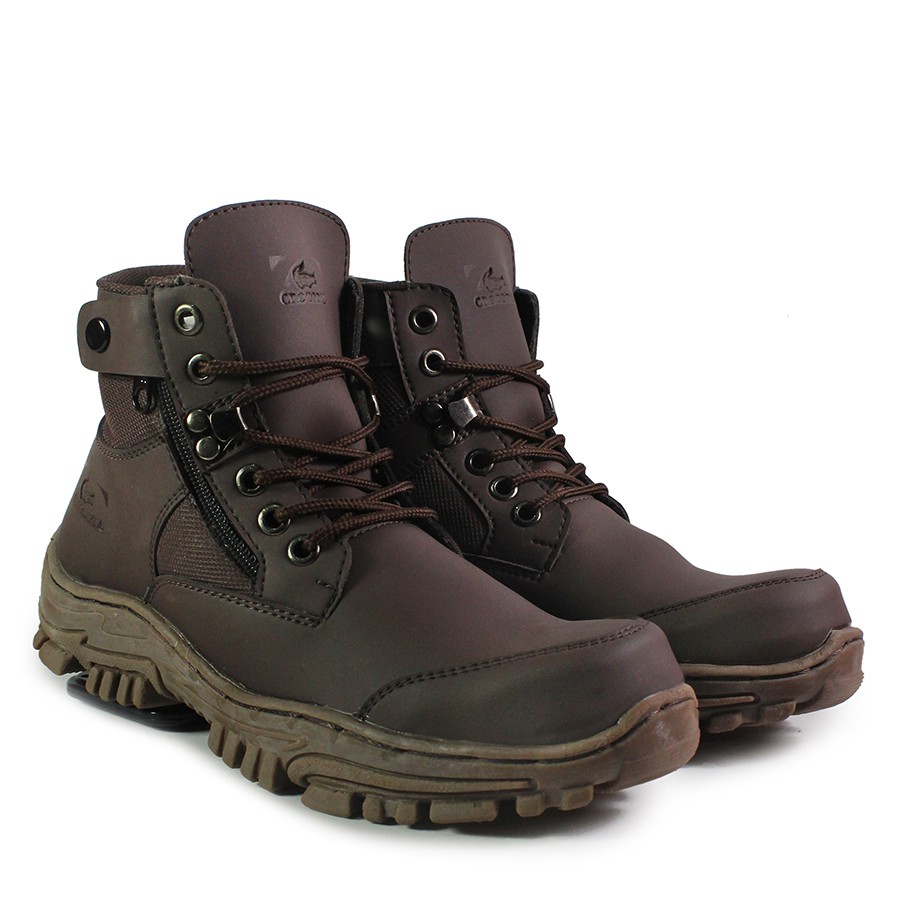 SM88 - Sepatu Pria Sefty Crocodile Jointer Sleting Coklat Boots Safety Outdoor Hiking Gunung Keren