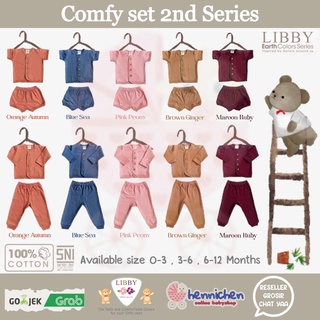 LIBBY EARTH COMFY SET BUTTON SHORT SLEEVE/ BUTTON LONG SLEEVE SETELAN BAJU PENDEK  BAJU PANJANG