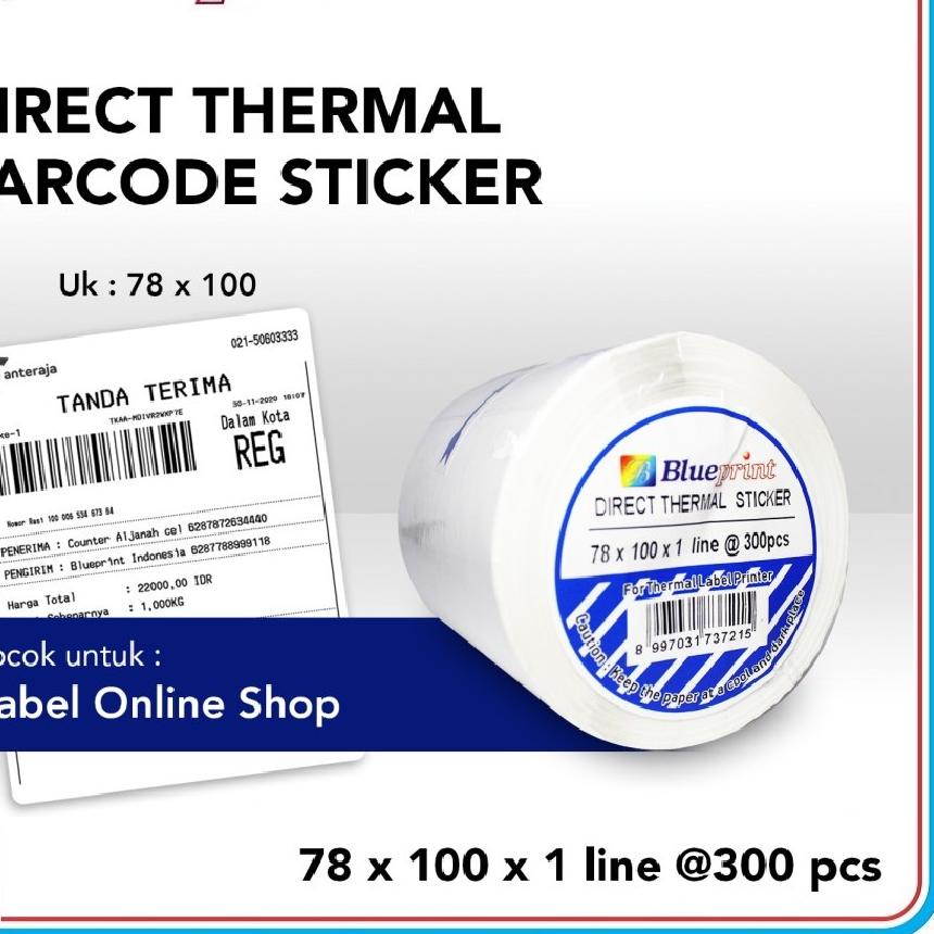

ヤ Direct Thermal Sticker Label 78 x 100mm isi 300 label Blueprint Label Bare Online Shop Kekinian