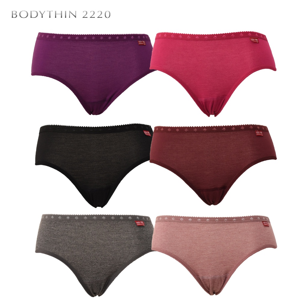 ( 12 Pcs ) Celana Dalam Wanita Dewasa BODYTHIN CD Katun Polos Perempuan Body Thin 2220