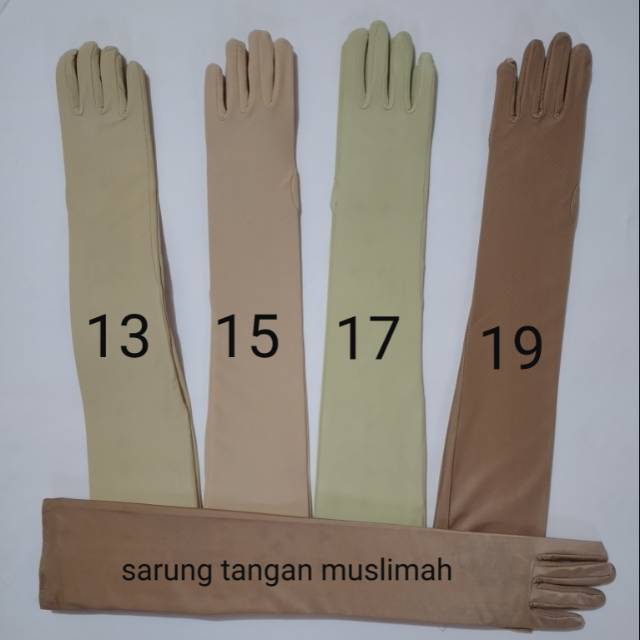 Sarung tangan umroh muslimah panjang 50 cm ( diatas siku )