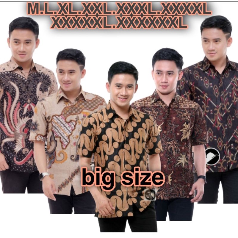M, L, XL, XXL, XXXL, XXXXL, XXXXXL HEM KEMEJA BATIK PRIA LENGAN PENDEK TERVIRAL JUMBO BATIK ORIGINAL