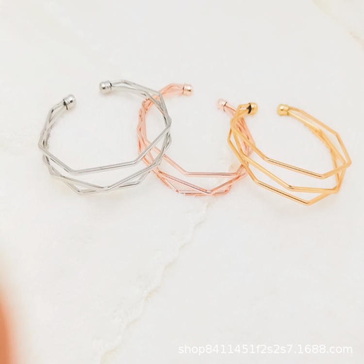 Fashion and Popular Simple Bracelets Three-line Three-dimensional Five-layer Water Chestnut Irregular Bracelet Trend Wild Geometric Accessories Jewelry