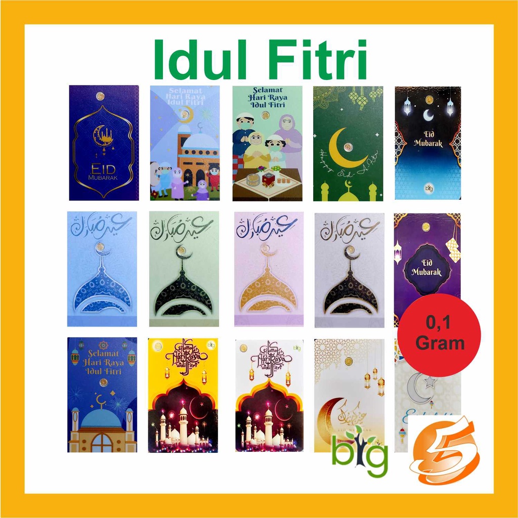 Emas Logam Mulia Big Gold Emasin 0,1 0.1 Gram Edisi Idul Fitri Selamat Lebaran Eid Mubarak Muslim Pu