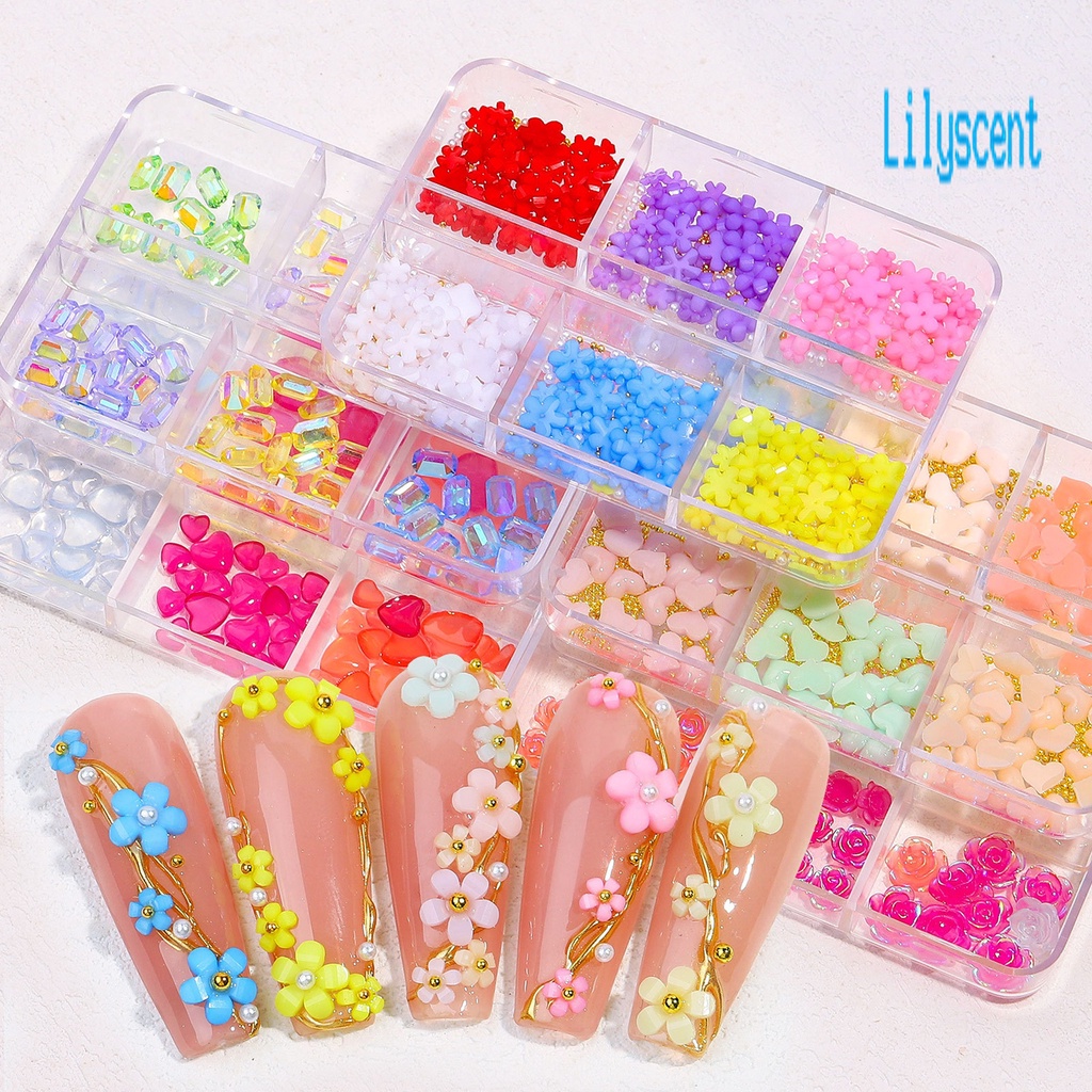 Lily Ornamen Bunga Camellia / Hati / Pita Berubah Warna Untuk Dekorasi Nail Art