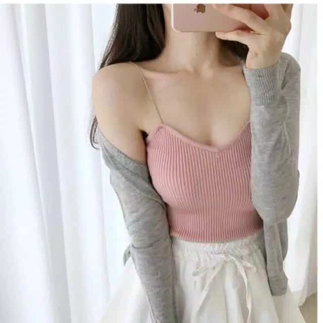 TokoMilkan - Atasan Wanita Dewasa KNIT SPAGHETTI Tank Top Bahan Rajut