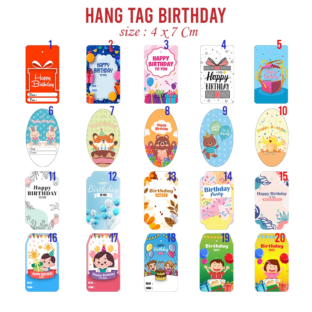 Hang tag Birthday Souvenir Ulang Tahun Birthday HangTag Goodie Bag Kado