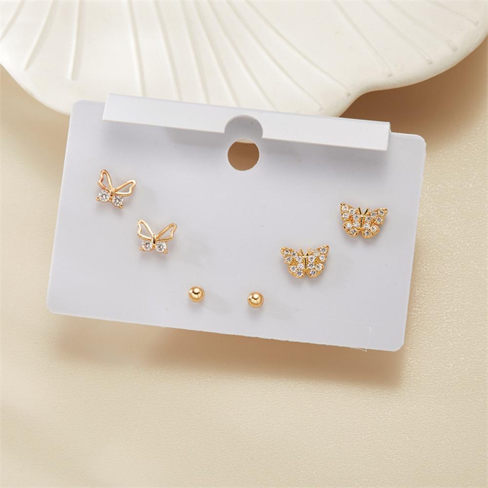 Timekey Anting Tusuk Gantung Desain Kupukupu Hias Zirconmutiara Gaya Simple Kreatif Untuk Wanita L1Y1