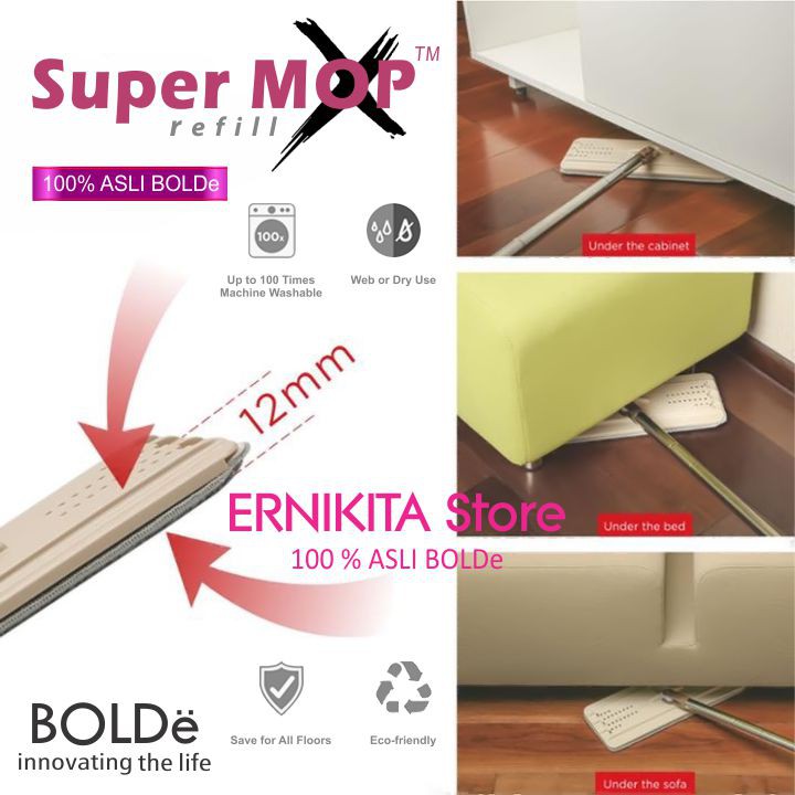 BOLDe KAIN PEL SUPERMOP X - Refill Kain Pel Microfiber Alat Pel Model Flat Mop