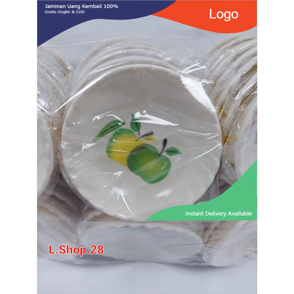 Souvenir Pernikahan Mangkok Melamin Bulat Bergerigi Bungkus Plastik