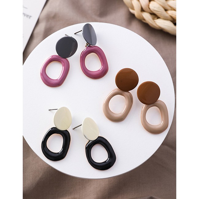 LRC Anting Tusuk Fashion Drop Glaze Irregular Oval Earrings F5486X