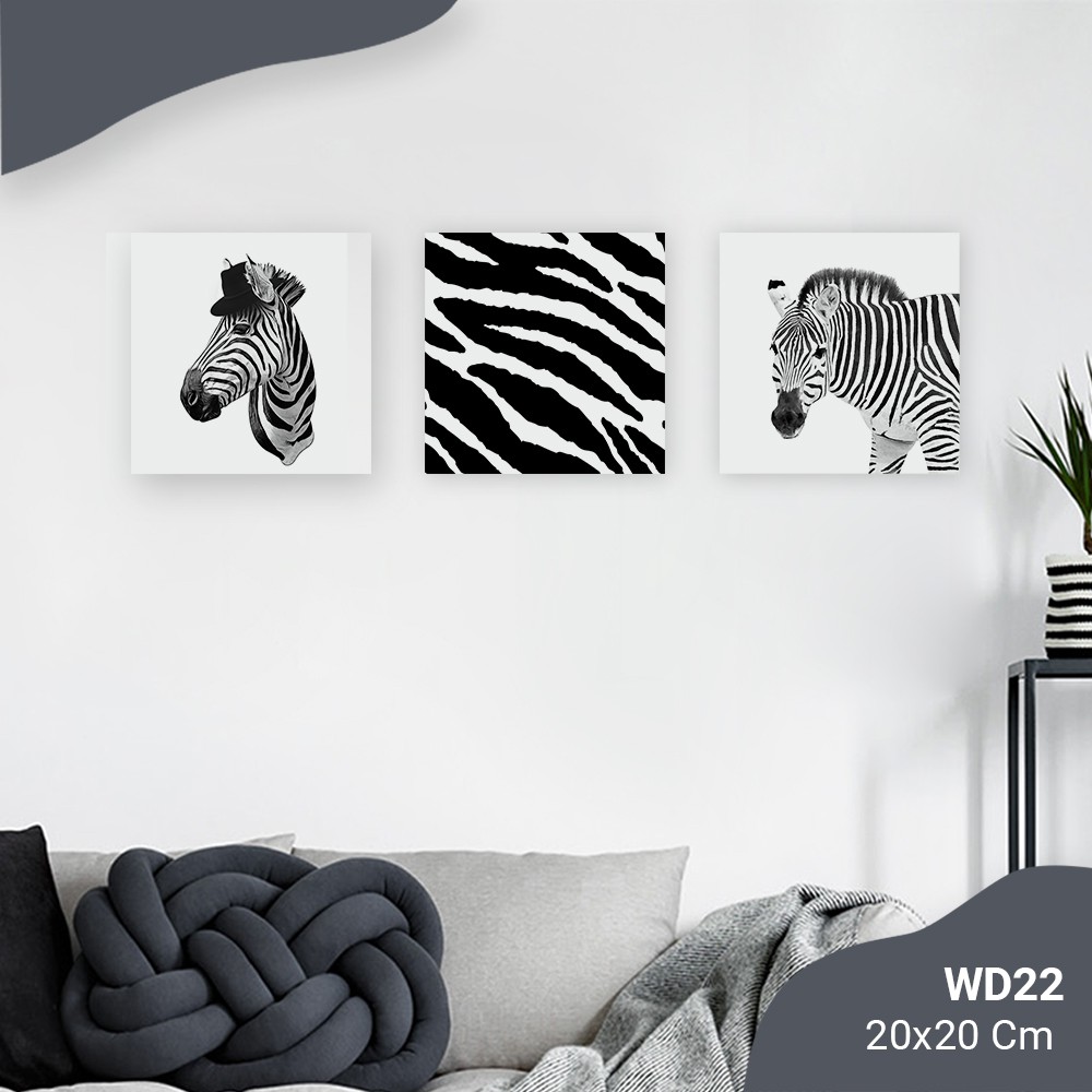 Hiasan Dinding Hiasan Kamar Wall Decor Zebra hitam putih Monochrome - WD22