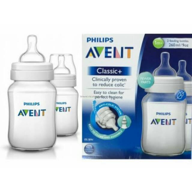 BOTOL PHILIPS AVENT CLASSIC 260ML/9OZ SINGLE NO BOX/TWIN PACK WITH BOX JEFF BABYSHOP