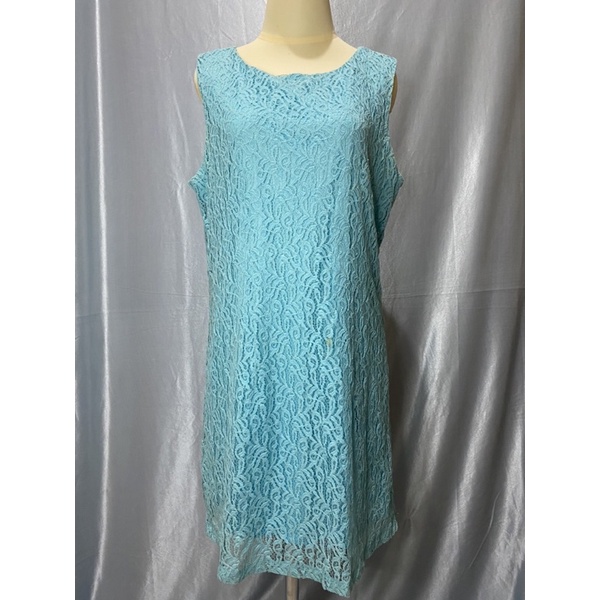 Dress Brukat Motif Biru Tosca