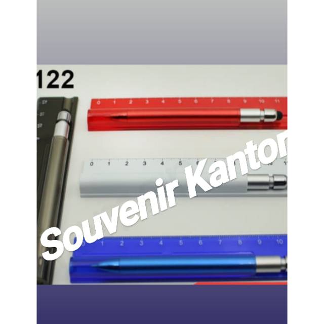 

Souvenir Pulpen Penggaris Plastik Pen Promosi PP122 Custom Logo/Tulisan