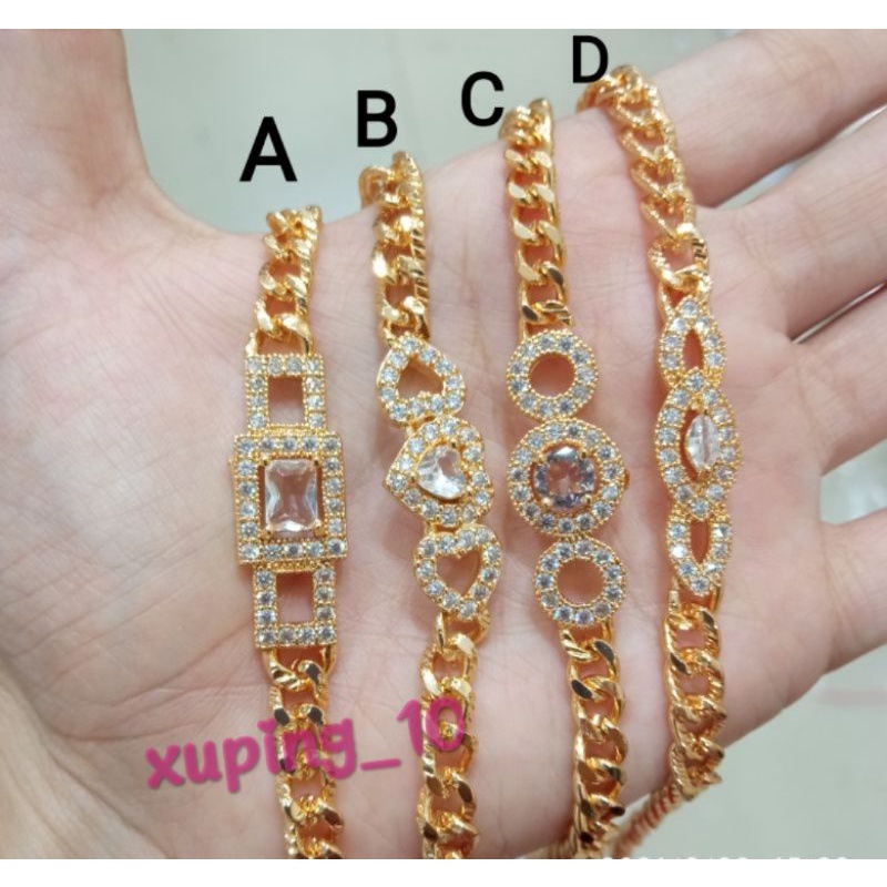 Perhiyasan Xuping Gelang Heart Diamond Gold