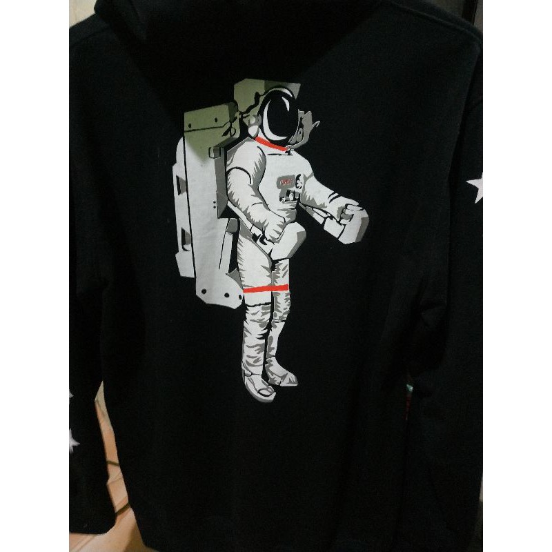 Hoodie Pria Wanita Hitam NASA Astronot Black Tag Label Free Paperbag