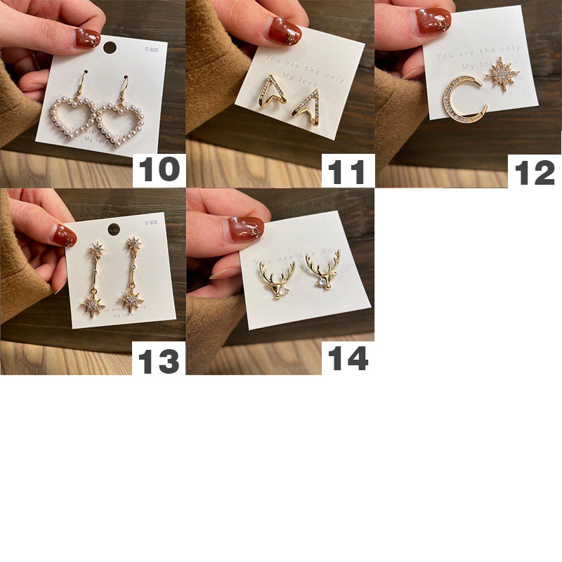 MurmerOfficial  A059 Anting Korea Style Anting Perempuan Modis Kekinian Anting Elegan Anting Tusuk 17KM Gantung Temperament Desain Hati + Pita + Mutiara Gaya Korea / Elegan 17km Untuk Wanita