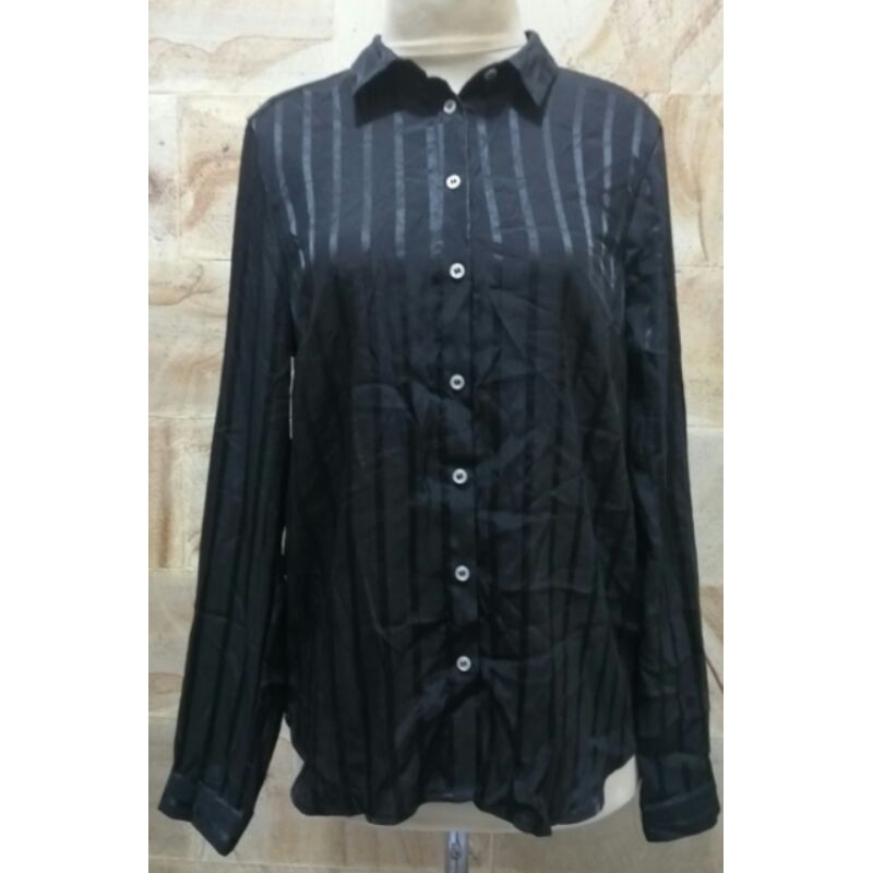 H&amp;M 4 jenis Kemeja Long Shirt Salur Glossy  Lalune Kantor Original Branded