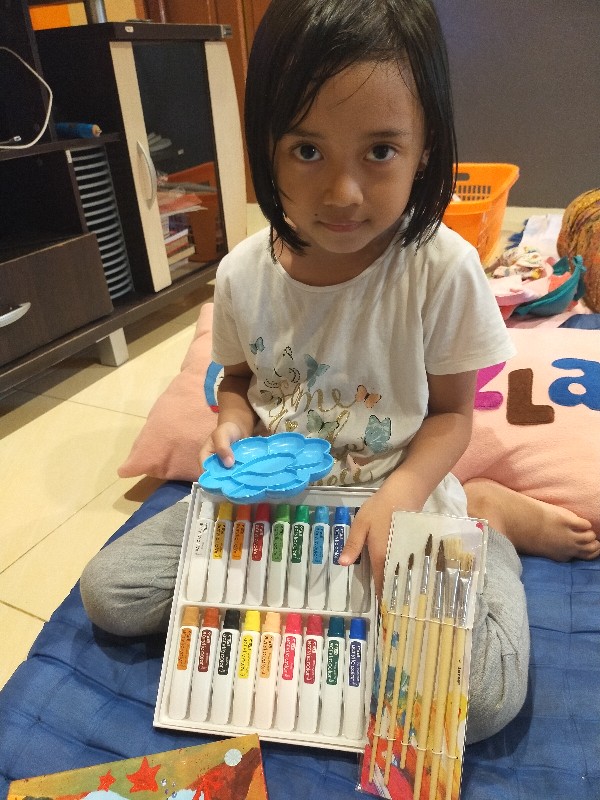 Paket Gambar Lukis Cat  Acrylic  Akrilik Titi  18 Kuas 