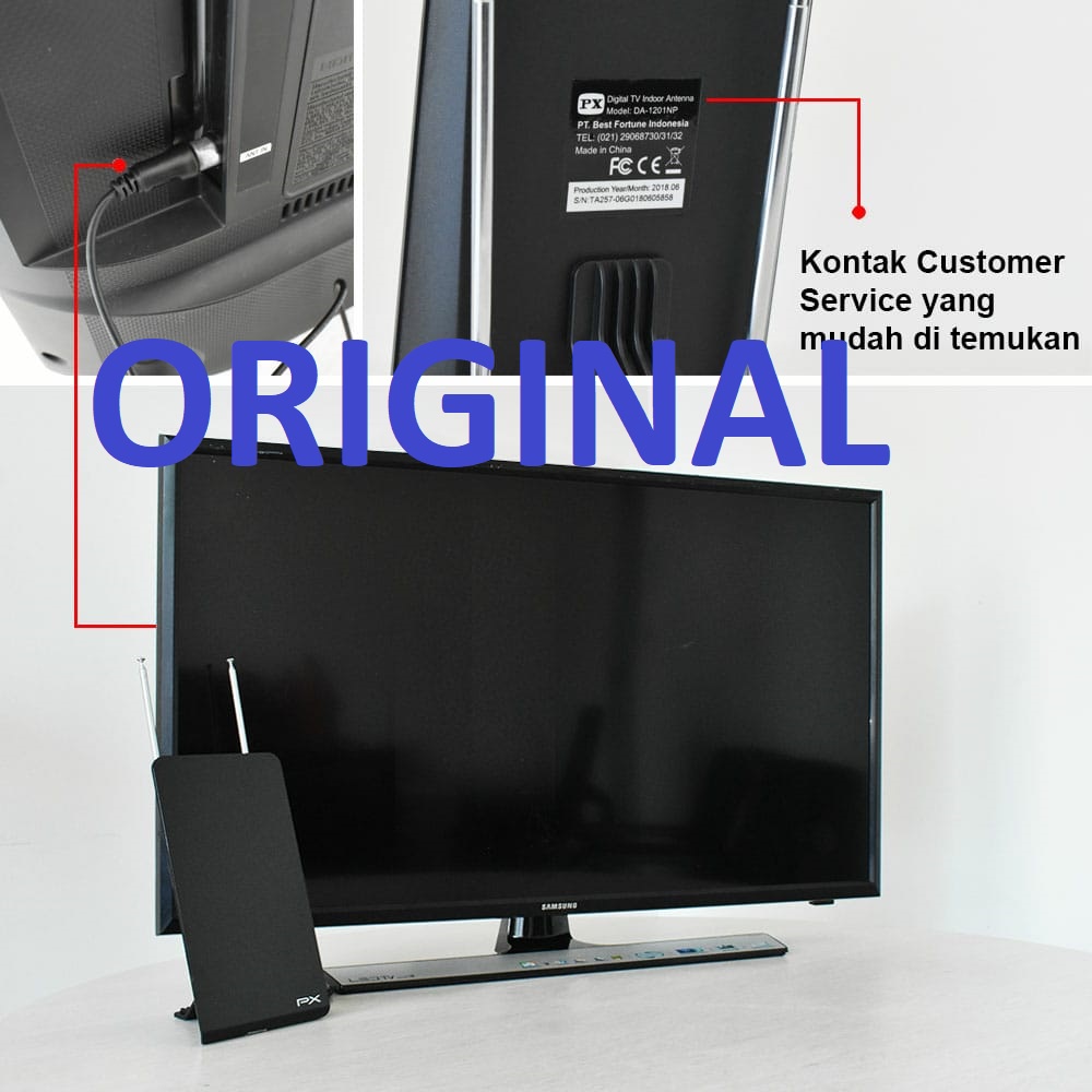 PX HDA-2000B Antena TV Digital Analog bisa Indoor Outdoor Booster bonus Kabel 12M STB Siaran digital