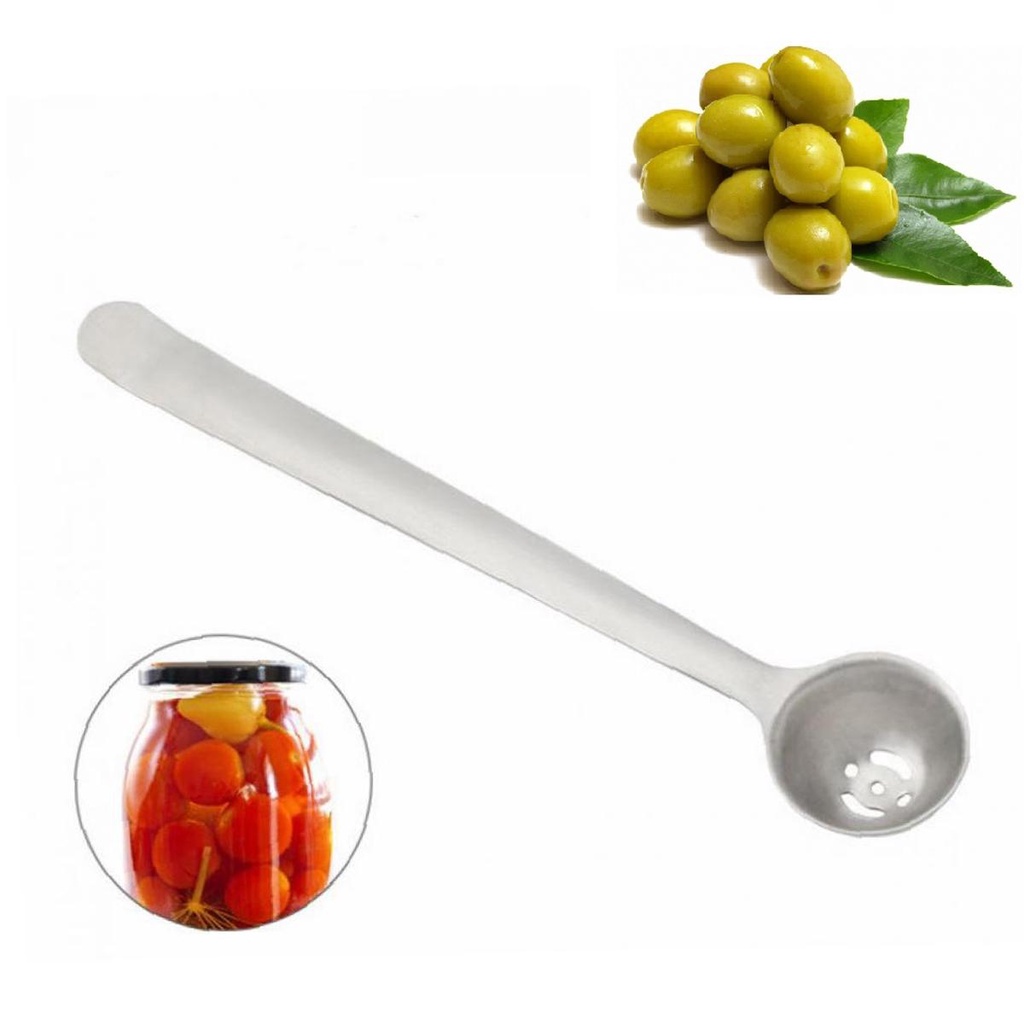 [Elegan] Olive Spoon Jam Stainless Steel Gagang Panjang Slotted Spoon