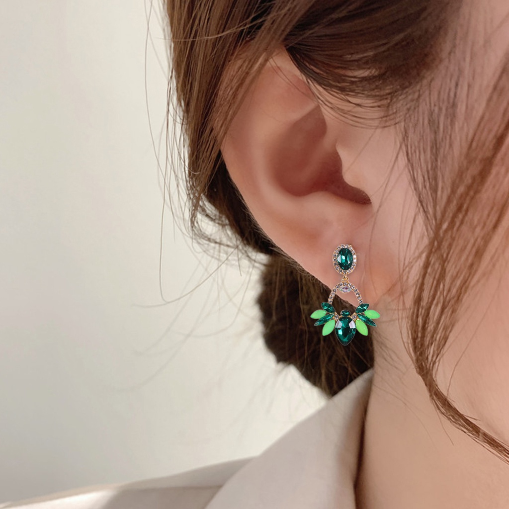 Hu Hu Hu Hu Hu Alat Bantu Pasang Kacamata♡ 1 Pasang Anting Tusuk Gantung Wanita Bentuk Tetesan Air Hias Glitter Anti Alergi Untuk Banquet