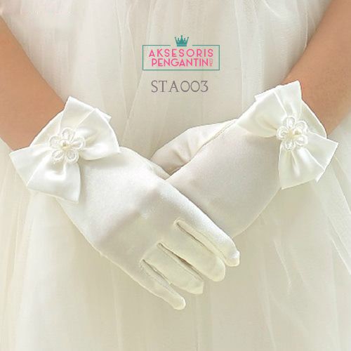 [BISA COD] WEDDING GLOVES AKSESORIS PESTA SARUNG TANGAN ANAK SATIN PUTIH STA003