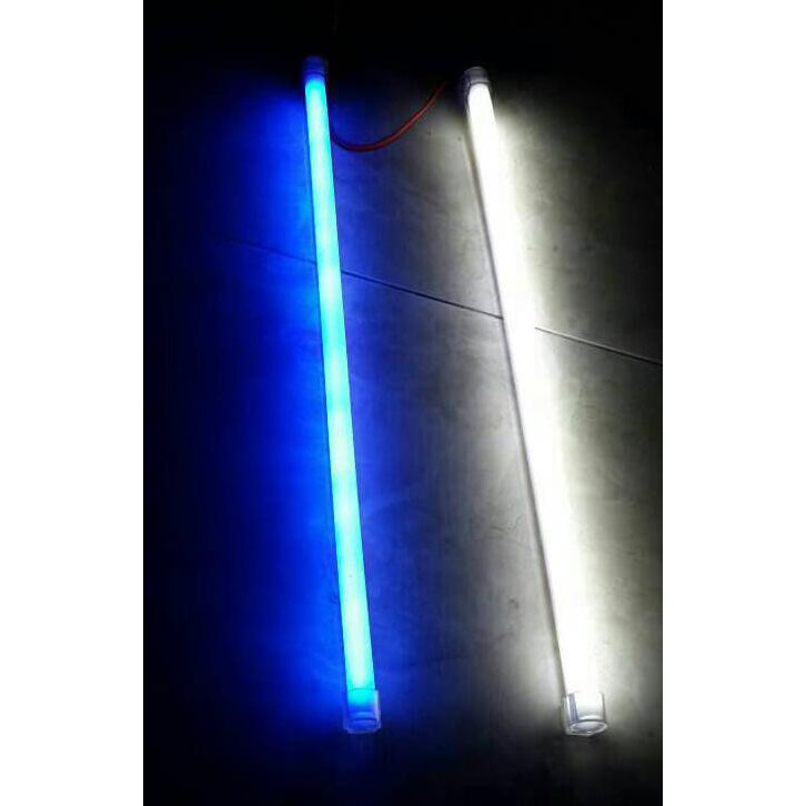 LED DRL 30CM Lampu Alis Neon Motor Mobil 2 Warna 2 Mode Fitur Sein Sen - Putih-Merah -KD240519