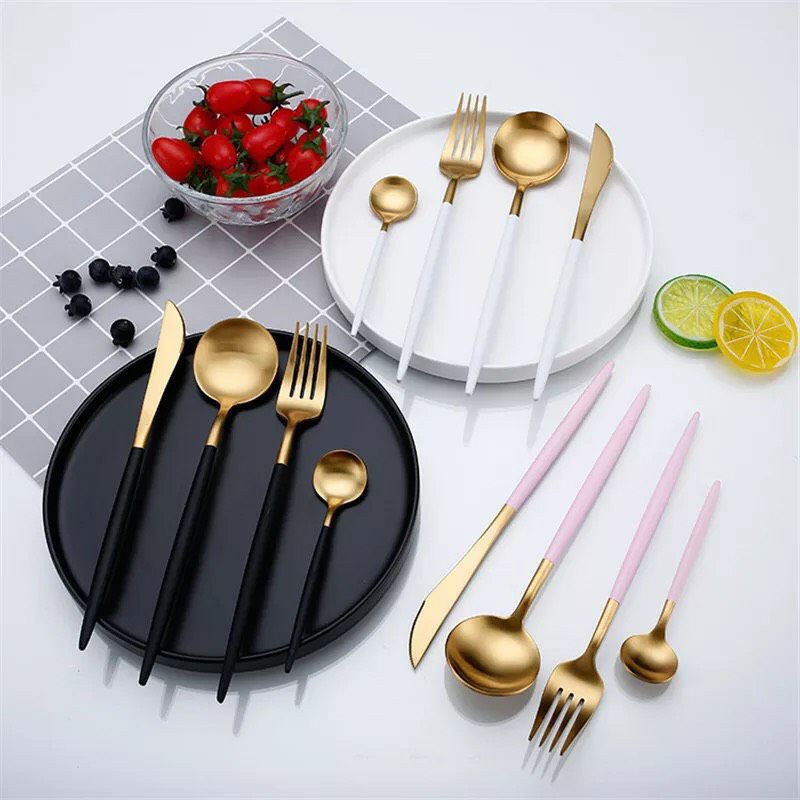 Ready Stock!!! Set Alat Makan Tebal Western Cutlery Alat Makan Mewah Eropa - Garpu Sendok Pisau Stainless Steel 304 [HQ]