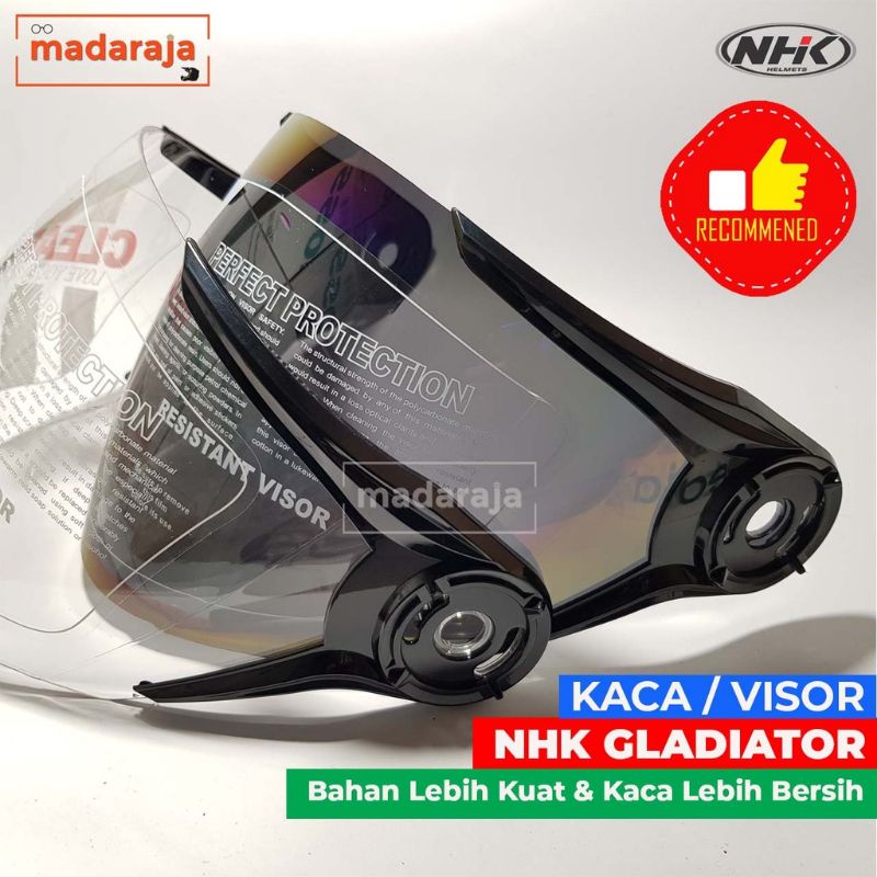 Kaca Visor Helm NHK Gladiator Half Face Clear Bening Smoke Hitam Silver Rainbow Pelangi