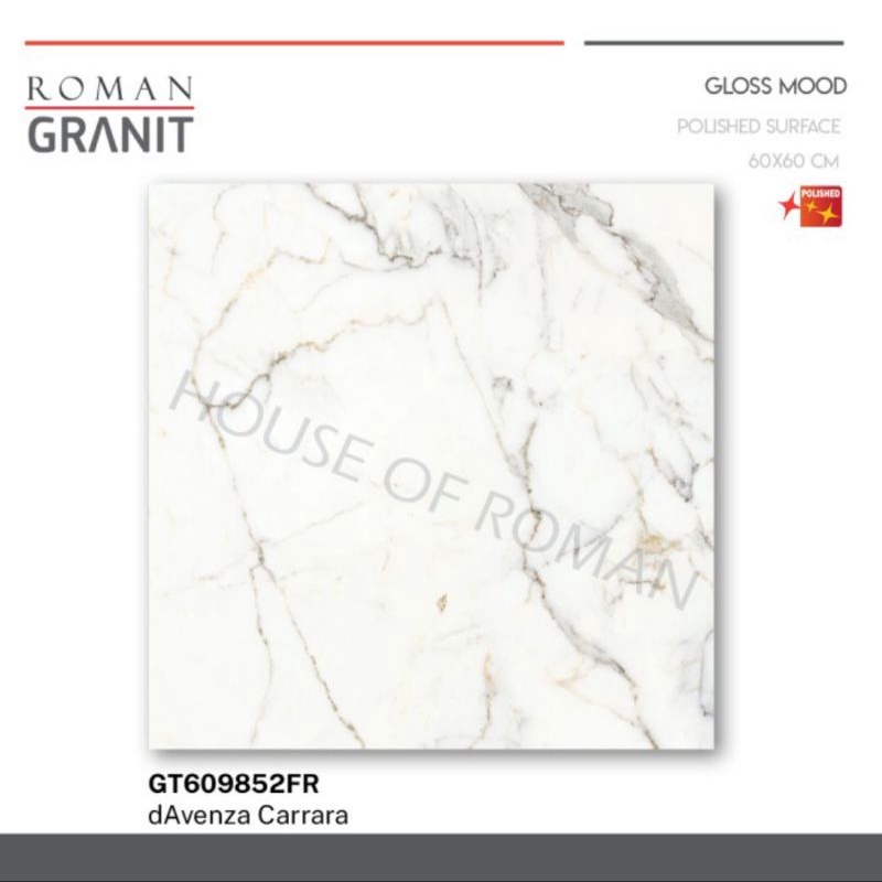 Roman Granit dAvenza carara 60x60 / granit roman / granit indoor / granit putih / keramik lantai / keramik indoor / lantai minimalis / lantai marmer