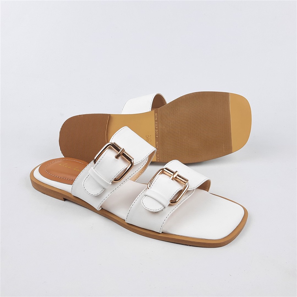 Sandal Flat Wanita Double Buckle Alea kae Marishcka 35-41