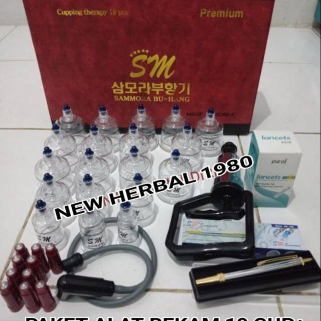 alat bekam sammora isi 19 cup/kop bekam sammora isi 19 cup komplit pen stainless + jarum lancets
