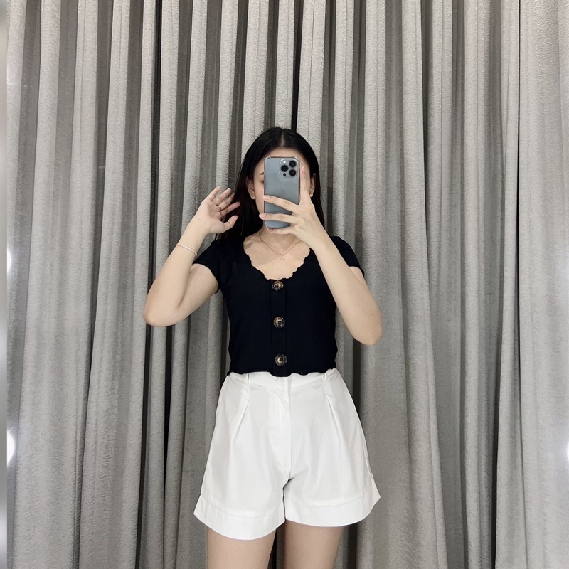 Yoan button crop top | Crop top kancing spdx | Atasan wanita crop