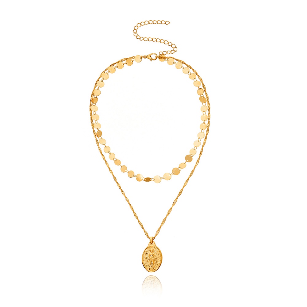 Hu Hu Hu Hu Hu Alat Bantu Pasang Kacamata♡ Kalung Rantai Liontin Bulat Dua Lapis Adjustable Untuk Wanita