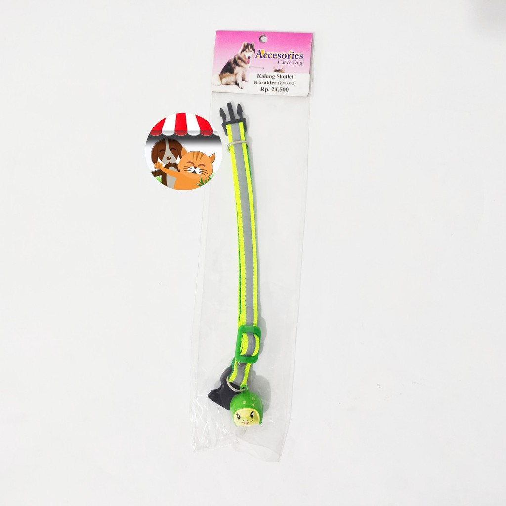 Kalung Anjing Kucing Hewan Pet Dog Collar Motif Skotlet Karakter - Polos